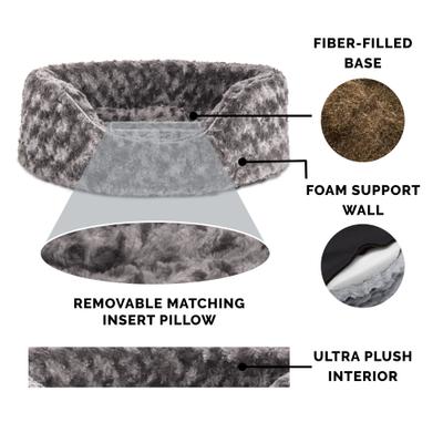 Show full view: FurHaven Ultra Plush Oval Bolster Cat & Dog Bed with Removable Cover, Gray, Large slide 5 of 11
