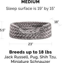 FurHaven Ultra Plush Oval Bolster Cat & Dog Bed with Removable Cover, Gray, Medium slide 2 of 9