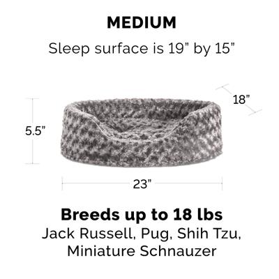 Show full view: FurHaven Ultra Plush Oval Bolster Cat & Dog Bed with Removable Cover, Gray, Medium slide 3 of 12