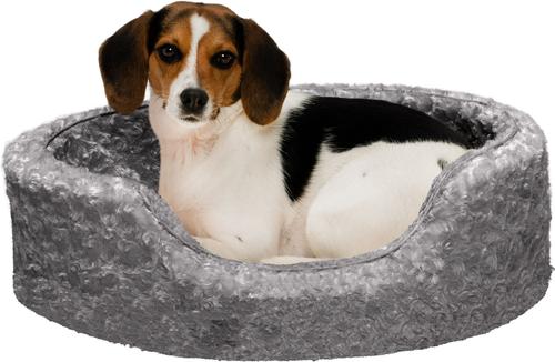 Show full view: FurHaven Ultra Plush Oval Bolster Cat & Dog Bed with Removable Cover, Gray, Medium slide 4 of 12