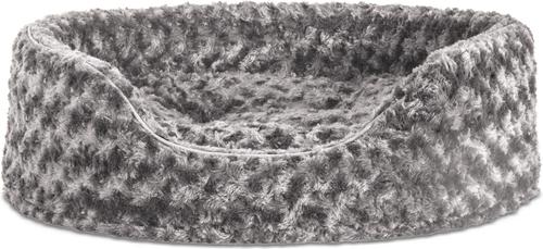 Show full view: FurHaven Ultra Plush Oval Bolster Cat & Dog Bed with Removable Cover, Gray, Medium slide 5 of 12