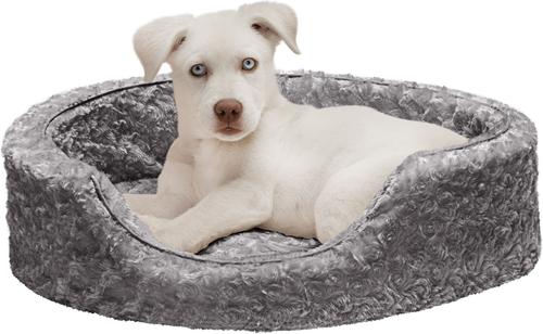 Show full view: FurHaven Ultra Plush Oval Bolster Cat & Dog Bed with Removable Cover, Gray, Small slide 3 of 11