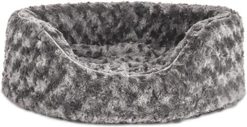 Show full view: FurHaven Ultra Plush Oval Bolster Cat & Dog Bed with Removable Cover, Gray, Small slide 4 of 11