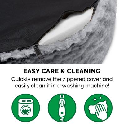 Show full view: FurHaven Ultra Plush Oval Bolster Cat & Dog Bed with Removable Cover, Gray, Small slide 6 of 11