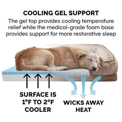 Show full view: FurHaven Velvet Waves Perfect Comfort Cooling Gel Bolster Cat & Dog Bed with Removable Cover, Brownstone, Jumbo Plus slide 7 of 10