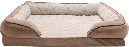 Show full view: FurHaven Velvet Waves Perfect Comfort Cooling Gel Bolster Cat & Dog Bed with Removable Cover, Brownstone, Jumbo slide 4 of 11