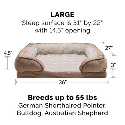Show full view: FurHaven Velvet Waves Perfect Comfort Cooling Gel Bolster Cat & Dog Bed with Removable Cover, Brownstone, Large slide 5 of 10