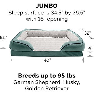 FurHaven Velvet Waves Perfect Comfort Cooling Gel Bolster Cat & Dog Bed with Removable Cover, Celadon Green, Jumbo slide 5 of 9