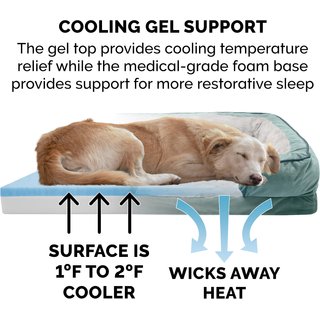 FurHaven Velvet Waves Perfect Comfort Cooling Gel Bolster Cat & Dog Bed with Removable Cover, Celadon Green, Jumbo slide 7 of 9