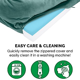 FurHaven Velvet Waves Perfect Comfort Cooling Gel Bolster Cat & Dog Bed with Removable Cover, Celadon Green, Jumbo slide 8 of 9