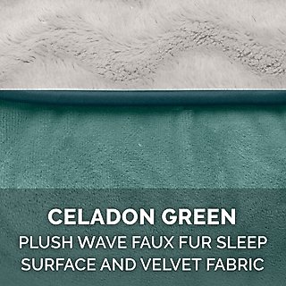 FurHaven Velvet Waves Perfect Comfort Cooling Gel Bolster Cat & Dog Bed with Removable Cover, Celadon Green, Jumbo slide 9 of 9