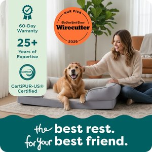 FurHaven Velvet Waves Perfect Comfort Cooling Gel Bolster Cat & Dog Bed with Removable Cover, Granite Gray, Jumbo
