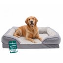 FurHaven Velvet Waves Perfect Comfort Cooling Gel Bolster Cat & Dog Bed with Removable Cover, Granite Gray, Jumbo
