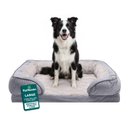 FurHaven Velvet Waves Perfect Comfort Cooling Gel Bolster Cat & Dog Bed with Removable Cover, Granite Gray, Large