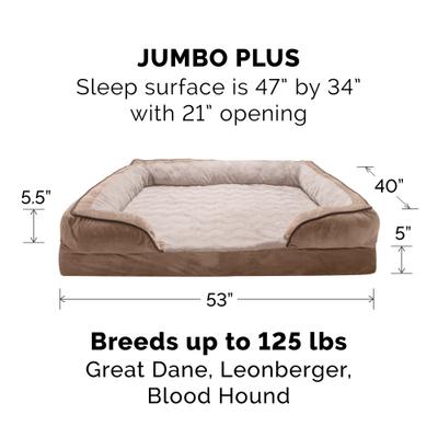Show full view: FurHaven Velvet Waves Perfect Comfort Memory Foam Bolster Cat & Dog Bed with Removable Cover, Brownstone, Jumbo Plus slide 5 of 10