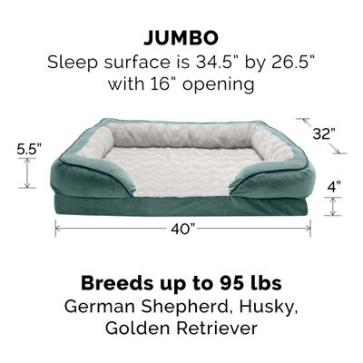 Show full view: FurHaven Velvet Waves Perfect Comfort Memory Foam Bolster Cat & Dog Bed with Removable Cover, Celadon Green, Jumbo slide 6 of 11
