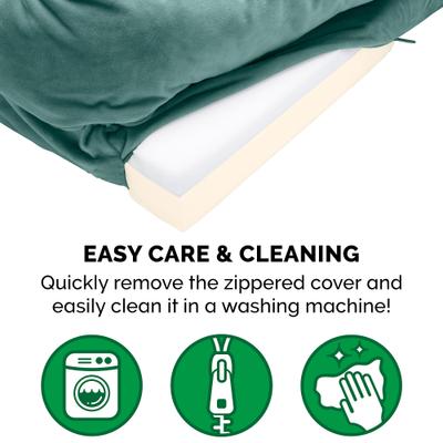 Show full view: FurHaven Velvet Waves Perfect Comfort Memory Foam Bolster Cat & Dog Bed with Removable Cover, Celadon Green, Jumbo slide 9 of 11