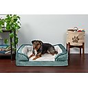 FurHaven Velvet Waves Perfect Comfort Memory Foam Bolster Cat & Dog Bed with Removable Cover, Celadon Green, Medium