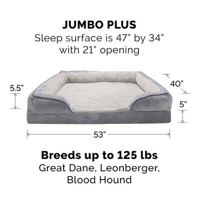 Show full view: FurHaven Velvet Waves Perfect Comfort Memory Foam Bolster Cat & Dog Bed with Removable Cover, Granite Gray, Jumbo Plus slide 6 of 11