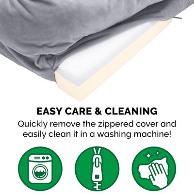 Show full view: FurHaven Velvet Waves Perfect Comfort Memory Foam Bolster Cat & Dog Bed with Removable Cover, Granite Gray, Medium slide 9 of 11