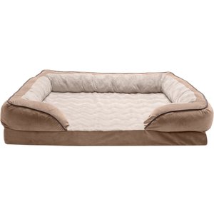 FurHaven Velvet Waves Perfect Comfort Orthopedic Sofa Cat & Dog Bed with Removable Cover, Brownstone, Jumbo