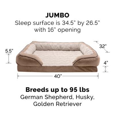 Show full view: FurHaven Velvet Waves Perfect Comfort Orthopedic Sofa Cat & Dog Bed with Removable Cover, Brownstone, Jumbo slide 5 of 10