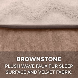FurHaven Velvet Waves Perfect Comfort Orthopedic Sofa Cat & Dog Bed with Removable Cover, Brownstone, Jumbo