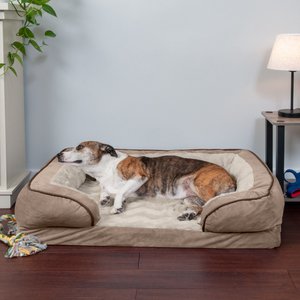 FurHaven Calming Cuddler Long Fur Donut Bolster Dog Bed