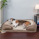 FurHaven Velvet Waves Perfect Comfort Orthopedic Sofa Cat & Dog Bed with Removable Cover, Brownstone, Large