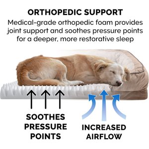 FurHaven Velvet Waves Perfect Comfort Orthopedic Sofa Cat & Dog Bed with Removable Cover, Brownstone, Large