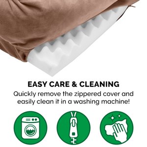 FurHaven Velvet Waves Perfect Comfort Orthopedic Sofa Cat & Dog Bed with Removable Cover, Brownstone, Large