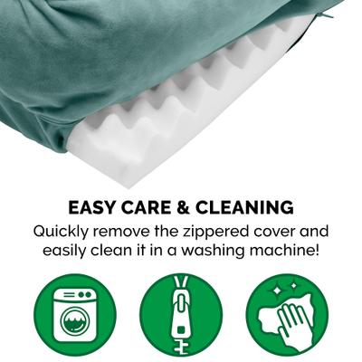 Show full view: FurHaven Velvet Waves Perfect Comfort Orthopedic Sofa Cat & Dog Bed with Removable Cover, Celadon Green, Medium slide 8 of 10