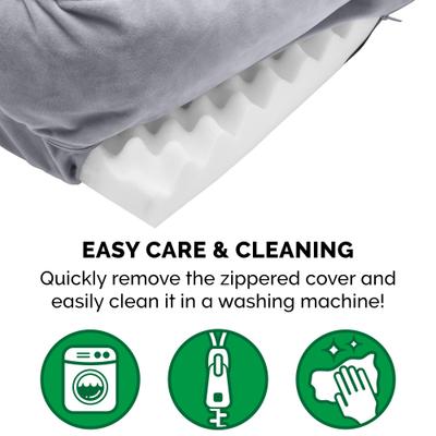 Show full view: FurHaven Velvet Waves Perfect Comfort Orthopedic Sofa Cat & Dog Bed with Removable Cover, Granite Gray, Large slide 9 of 10