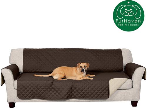 Show full view: FurHaven Water-Resistant Reversible Furniture Protector, Espresso/Clay, Large Sofa slide 4 of 12