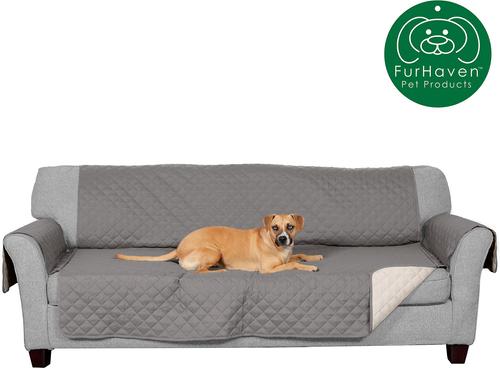Show full view: FurHaven Water-Resistant Reversible Furniture Protector, Gray/Mist, Large Sofa slide 5 of 13