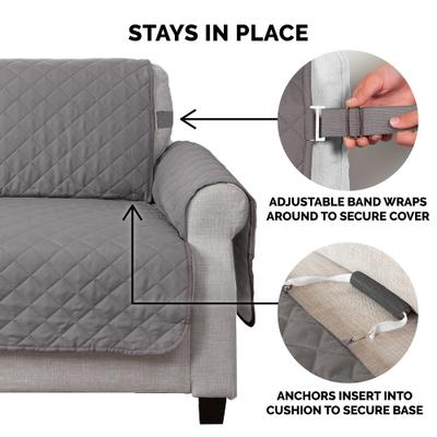 Show full view: FurHaven Water-Resistant Reversible Furniture Protector, Gray/Mist, Large Sofa slide 6 of 13