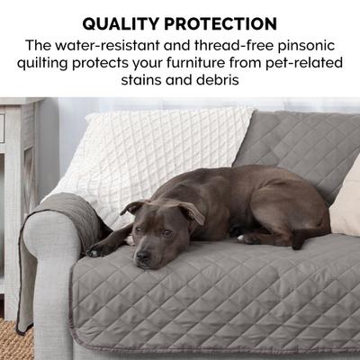 Show full view: FurHaven Water-Resistant Reversible Furniture Protector, Gray/Mist, Large Sofa slide 9 of 13