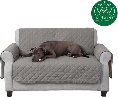 Show full view: FurHaven Water-Resistant Reversible Furniture Protector, Gray/Mist, Love Seat slide 4 of 10