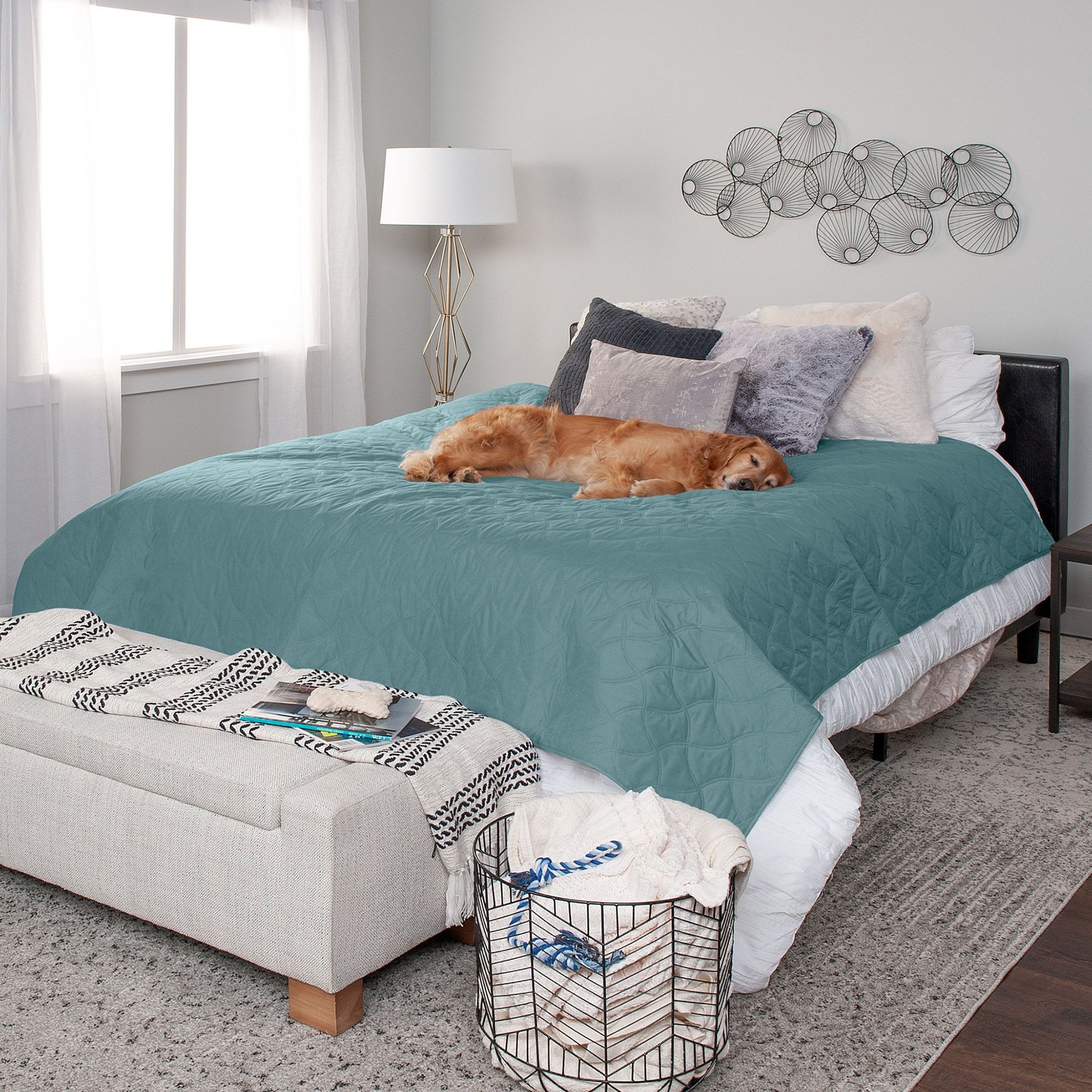 FurHaven Waterproof Cat & Dog Blanket Protector, Jumbo, Nile Blue