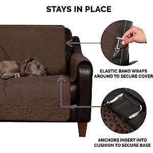 FurHaven Waterproof Non-Skid Back Furniture Protector, Dark Brown, Large Sofa