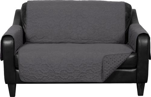 Show full view: FurHaven Waterproof Non-Skid Back Furniture Protector, Gray, Loveseat slide 3 of 9