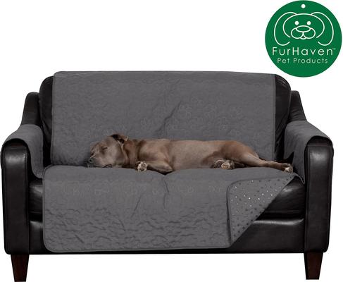 Show full view: FurHaven Waterproof Non-Skid Back Furniture Protector, Gray, Loveseat slide 4 of 9