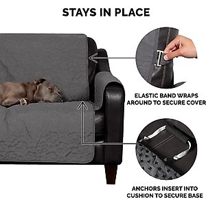 FurHaven Waterproof Non-Skid Back Furniture Protector, Gray, Loveseat