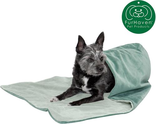 Show full view: FurHaven Waterproof Velvet Dog & Cat Throw Blanket, Celadon Green, Small slide 5 of 11