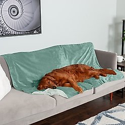 FurHaven Waterproof Velvet Dog & Cat Throw Blanket, Celadon Green, X-Large