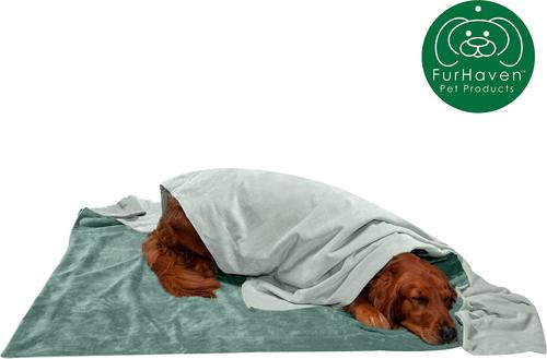 Show full view: FurHaven Waterproof Velvet Dog & Cat Throw Blanket, Celadon Green, X-Large slide 5 of 11