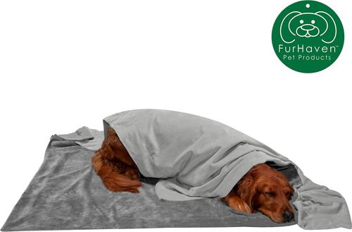 Show full view: FurHaven Waterproof Velvet Dog & Cat Throw Blanket, Granite Gray, X-Large slide 4 of 10