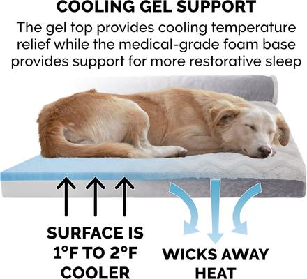 Show full view: FurHaven Wave Fur & Velvet Cooling Gel Deluxe Chaise Dog & Cat Bed, Granite Gray, Jumbo slide 7 of 10