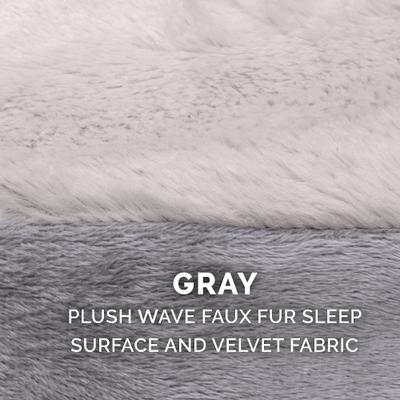 Show full view: FurHaven Wave Fur & Velvet Orthopedic Snuggery Dog & Cat Bed, Dark Gray, 35-in slide 9 of 10