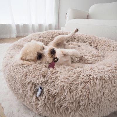 Show full view: FurMe Anti-Anxiety Donut Bolster Dog & Cat Bed with Removable Cover, Oatmeal, Medium slide 3 of 6